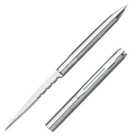 Silver Ink Pen Knife with Partially Serrated Edge