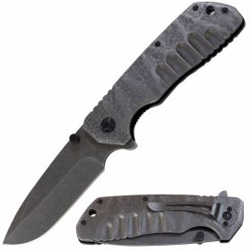 8.6" Folding Spring Assisted Tactical Stonewash Blade Pocket Knife