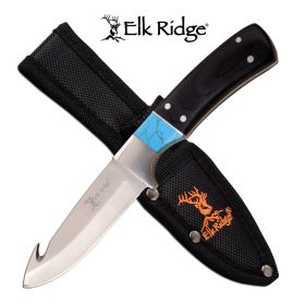 Elk Ridge Pakkawood Guthook Hunting Knife Fixed Blade Full Tang With Sheath