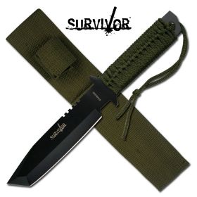 11.5" Military Tanto with Green Cord Wrapped Handle