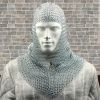 Metal Chain Mail Coif Medieval Armor, Silver