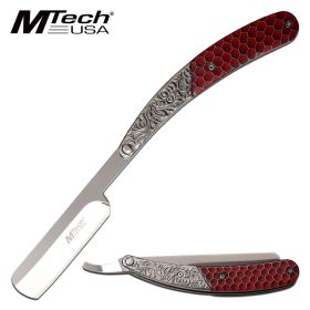 Straight Razor Mtech 9.75" Overall Ornate Barber Shaving Blade - Red