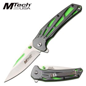 Mtech 3.5" Blade Neon Green Gray Tactical EDC Spring-Assist Folding Knife