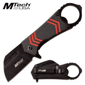 Mtech Mini 1.5" Black Sheepsfoot Blade Tactical Red Spring-Assist Folding Knife