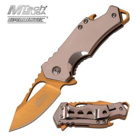 3 Inch Closed Bottle Opener Assisted Opening Knife Gold Blade