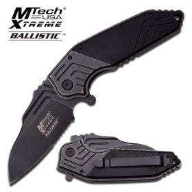 M-Tech Xtreme Ballistic Mammoth Black G10 Spring Assisted Knife Serrated