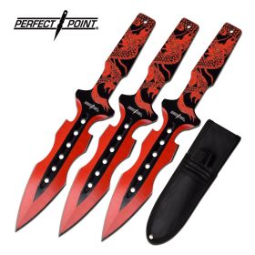 7.5" 3 Piece Red Dragon Throwing Knives Set
