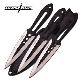 3 Piece Ninja Tactical Silver Black Throwing Knife Set