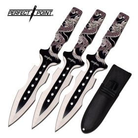 7.5" Two Tone 3 Piece Throwing Knife Set with Dragon Handles