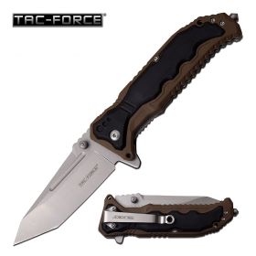 3.75" Tanto Blade Spring Assist Folding Pocket Knife Black Tan