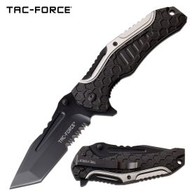 3.75" Black Tanto Serrated Blade EDC Spring-Assist Folding Knife