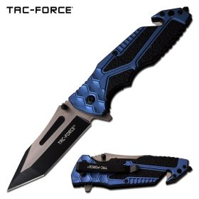 3.5" Black Tanto Blade Blue EDC  Tactical Spring-Assist Folding Knife