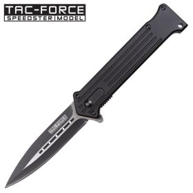 All Black Double Edged Joker Assisted Opening Knife With Two Tone Blade