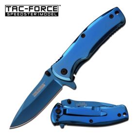 Tac Force 3.5 Inch Closed Spring Assisted Folding Knife Blue Titanium