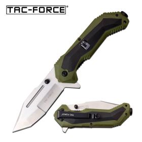 Silver Tanto Blade Black Green Military Tactical Spring Assist Knife