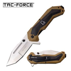 Silver Tanto Blade Black Tan Military Tactical Spring Assisted knife