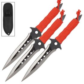 3 Piece 7.5" Triple Threat Ninja Thrower Set Red Throwing Knives