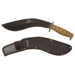 Sarge Warpath Fixed Kukri Blade Knife, Black Coated Stainless Steel