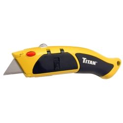 Auto-Loading Retractable Utility Knife, Heavy Duty Die Cast Body, TPR Comfort Grip, Yellow