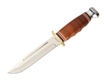 KA-BAR Bowie Marine Hunter Fixed 5.8 in Blade Leather Handle