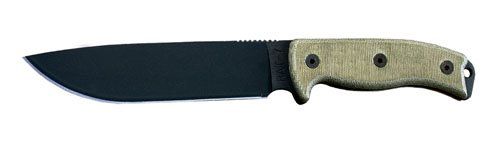 Ontario RAT-7 Fixed 7.0 in Black Blade Tan Micarta Handle