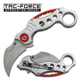 Tac-Force Karambit 2.5 in Blade Silver-Red Aluminum Handle